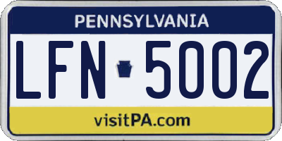 PA license plate LFN5002