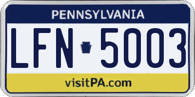 PA license plate LFN5003