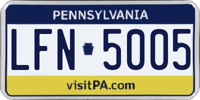 PA license plate LFN5005