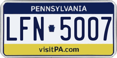 PA license plate LFN5007