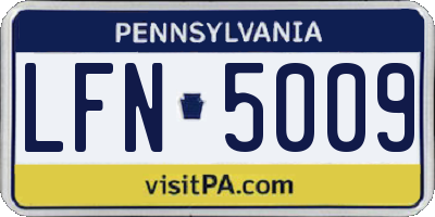 PA license plate LFN5009