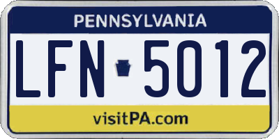 PA license plate LFN5012