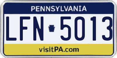 PA license plate LFN5013
