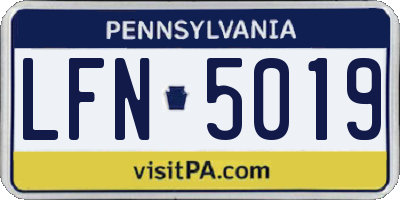 PA license plate LFN5019