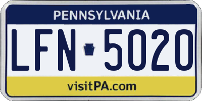 PA license plate LFN5020