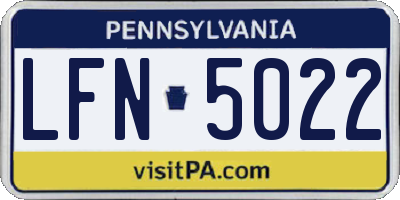PA license plate LFN5022