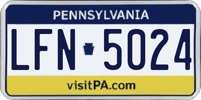 PA license plate LFN5024