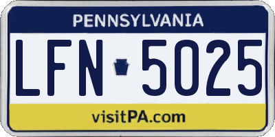 PA license plate LFN5025