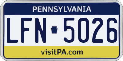 PA license plate LFN5026