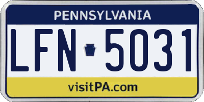 PA license plate LFN5031