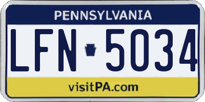PA license plate LFN5034