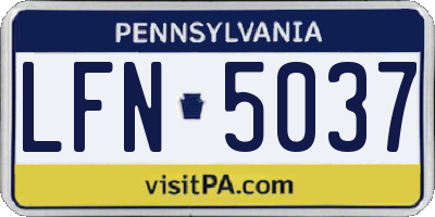 PA license plate LFN5037