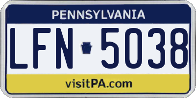 PA license plate LFN5038
