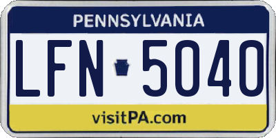 PA license plate LFN5040