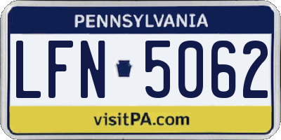 PA license plate LFN5062
