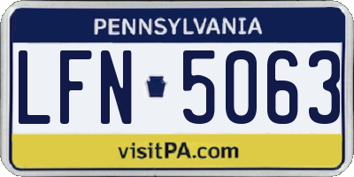 PA license plate LFN5063