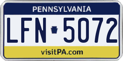 PA license plate LFN5072