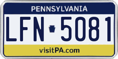 PA license plate LFN5081