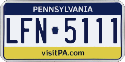 PA license plate LFN5111