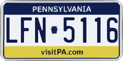PA license plate LFN5116