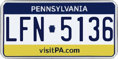 PA license plate LFN5136