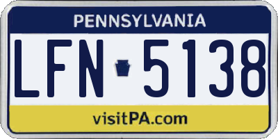 PA license plate LFN5138