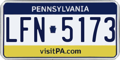 PA license plate LFN5173