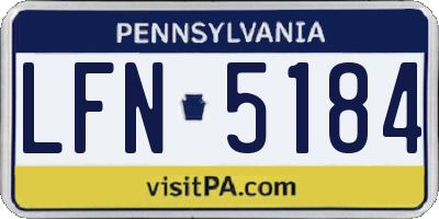 PA license plate LFN5184