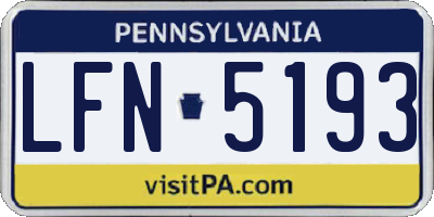 PA license plate LFN5193