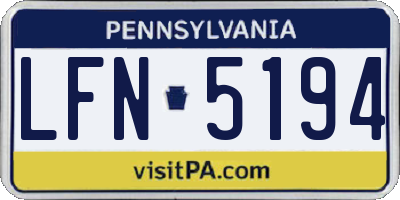 PA license plate LFN5194