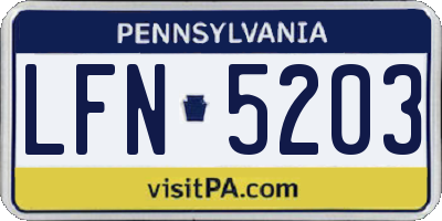 PA license plate LFN5203