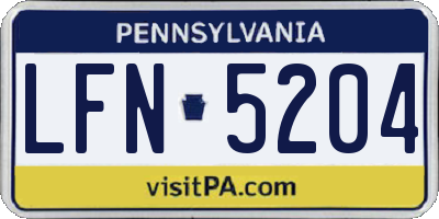 PA license plate LFN5204