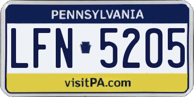 PA license plate LFN5205