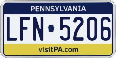 PA license plate LFN5206