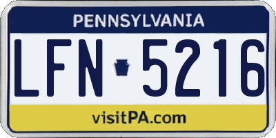 PA license plate LFN5216