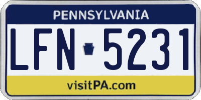PA license plate LFN5231