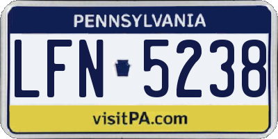 PA license plate LFN5238