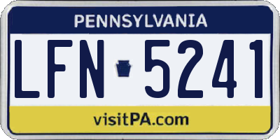 PA license plate LFN5241