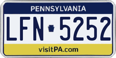 PA license plate LFN5252