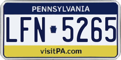 PA license plate LFN5265