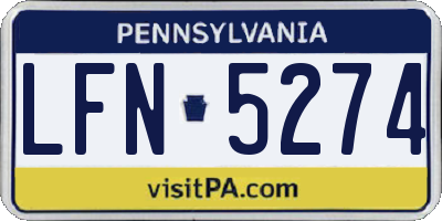 PA license plate LFN5274