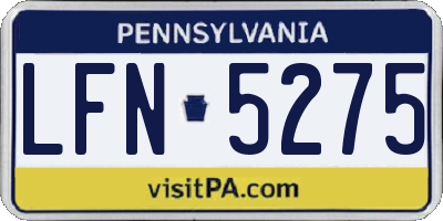 PA license plate LFN5275