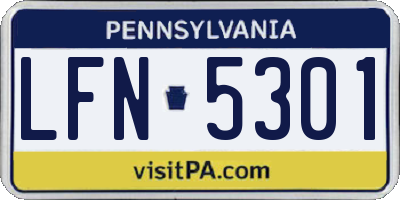 PA license plate LFN5301