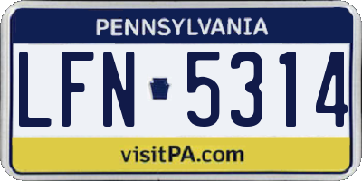 PA license plate LFN5314