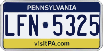 PA license plate LFN5325