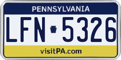 PA license plate LFN5326