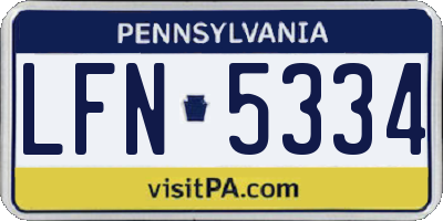 PA license plate LFN5334