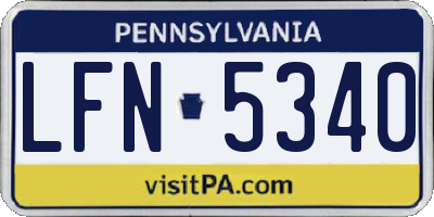 PA license plate LFN5340