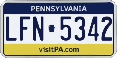 PA license plate LFN5342