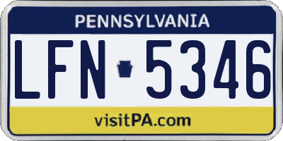 PA license plate LFN5346